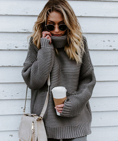 Thick line turtleneck sweater