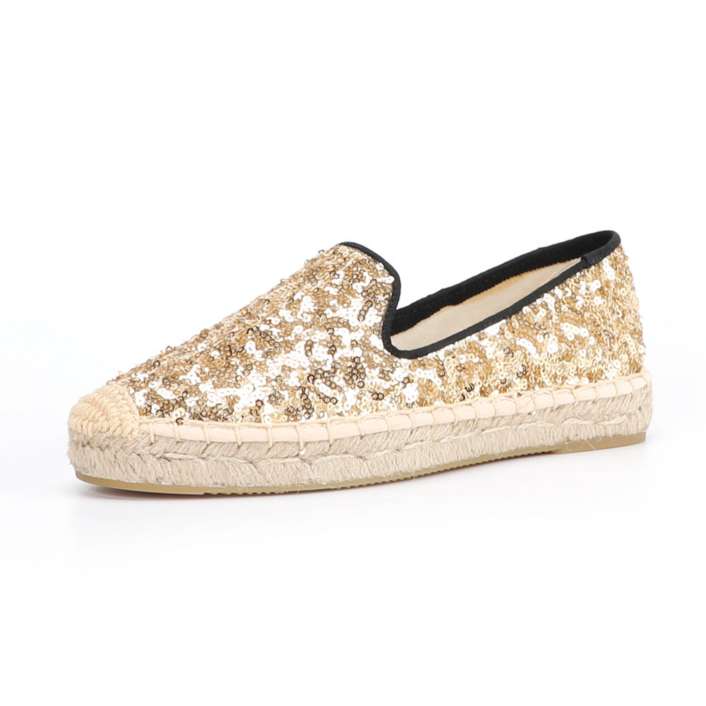 Women's Solid Color Sequin Canvas Shoes – Breathable and Fashionable Casual Footwear