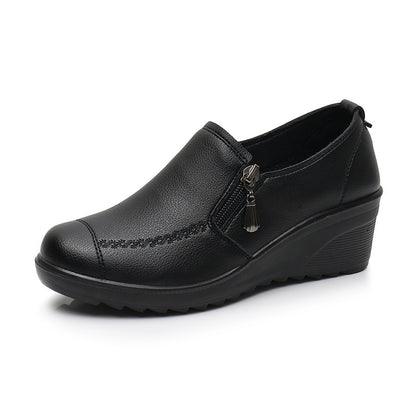 Wedge Leather Shoes for Elderly Women