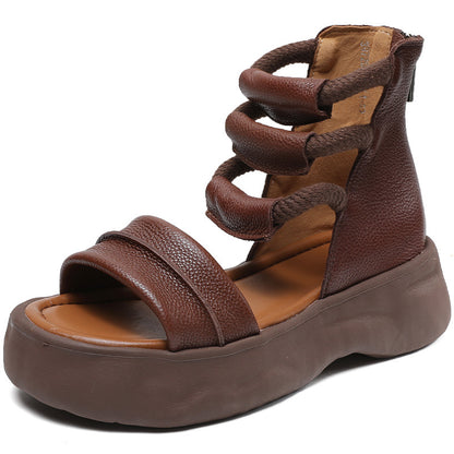 Women's Platform Sandals in Top Layer Cowhide