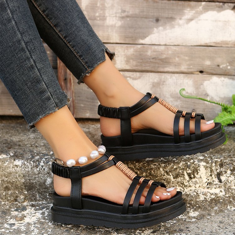 Summer Beach Shoes for Women: Wedges Platform Sandals with Strap Design