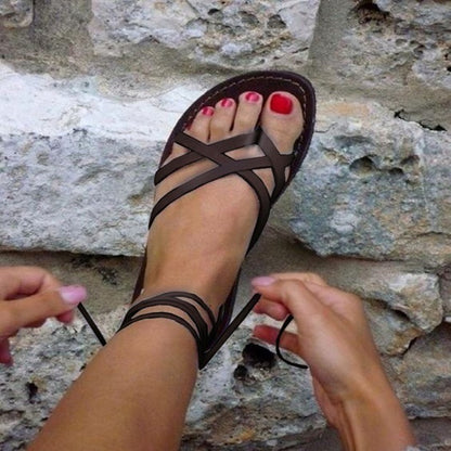 Flat Cross Strap Sandals in Plus Sizes - Ideal for Summertime