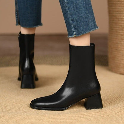 All-Match Fashionable Chunky Heel Side-Zip Boots