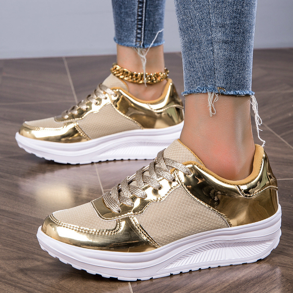 Rocking Bottom Casual Sneakers – Golden Bright and Breathable