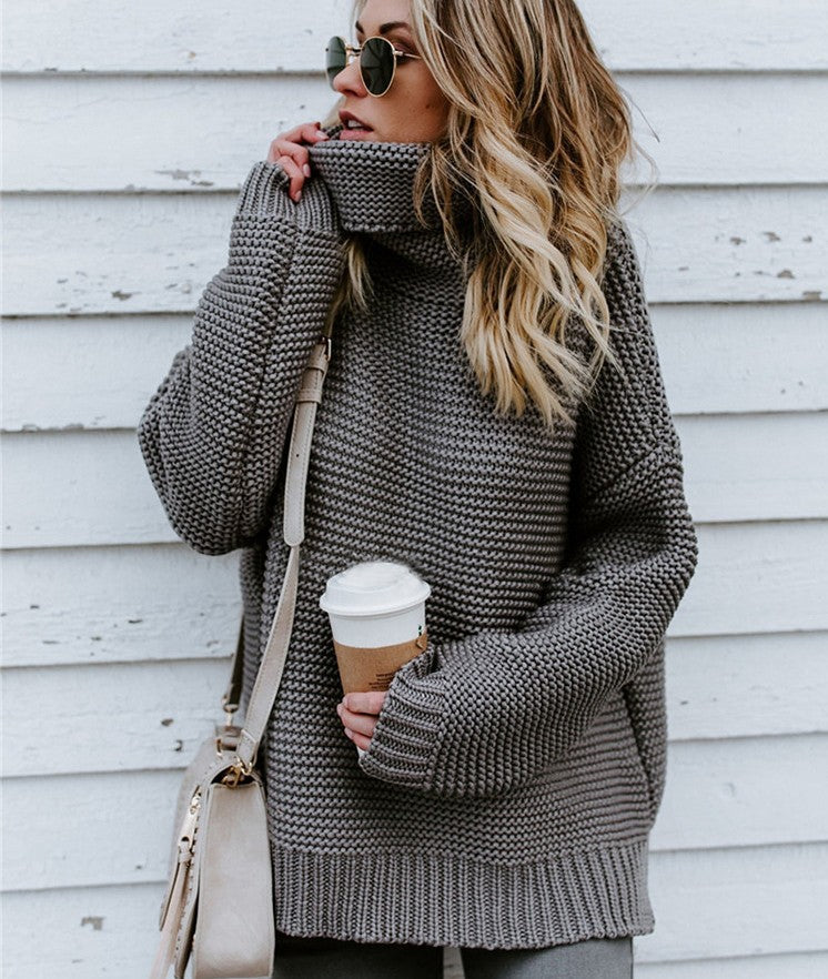 Thick line turtleneck sweater