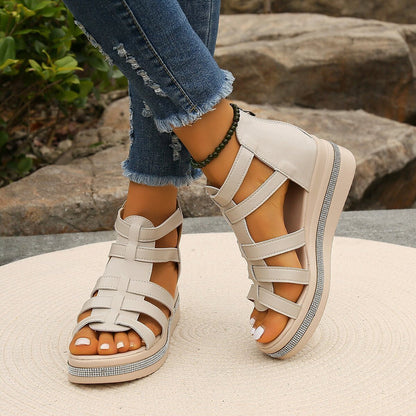 Summer Women's Platform Wedge Sandals with Rhinestones