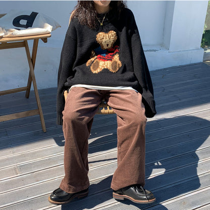 Bear sweater loose lazy style women's sweater