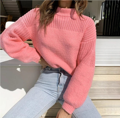 Round neck casual sweater