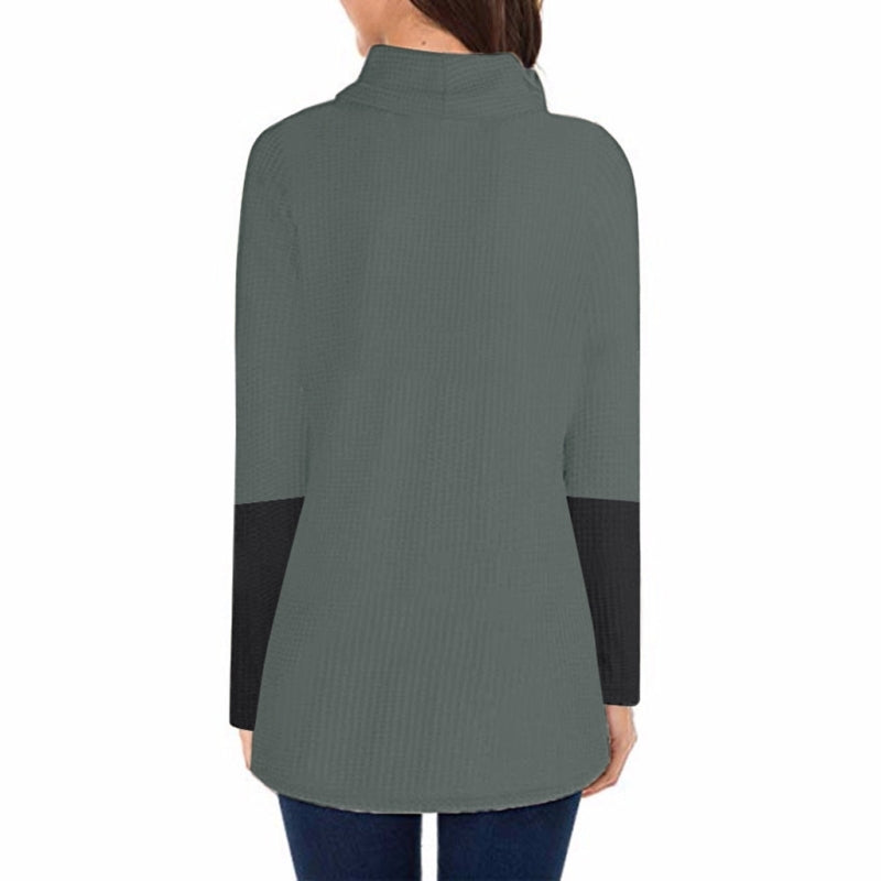 5 Button High Neck Explosive Long-Sleeved Sweater