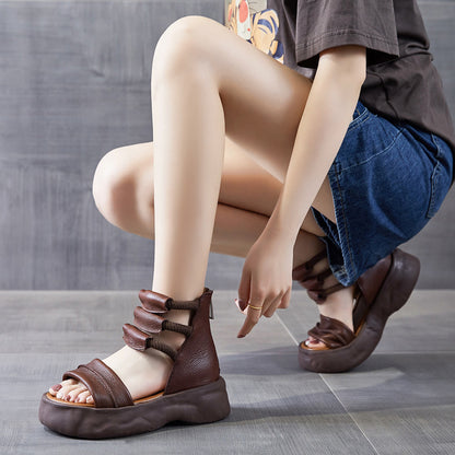 Women's Platform Sandals in Top Layer Cowhide