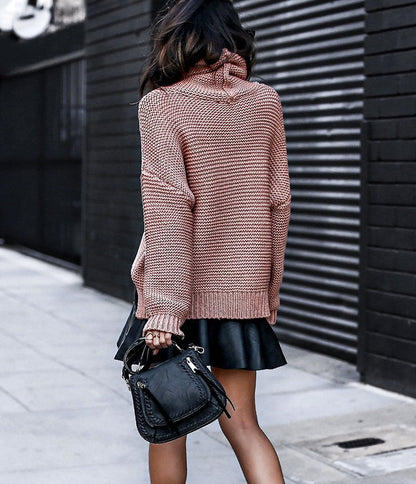 Thick line turtleneck sweater