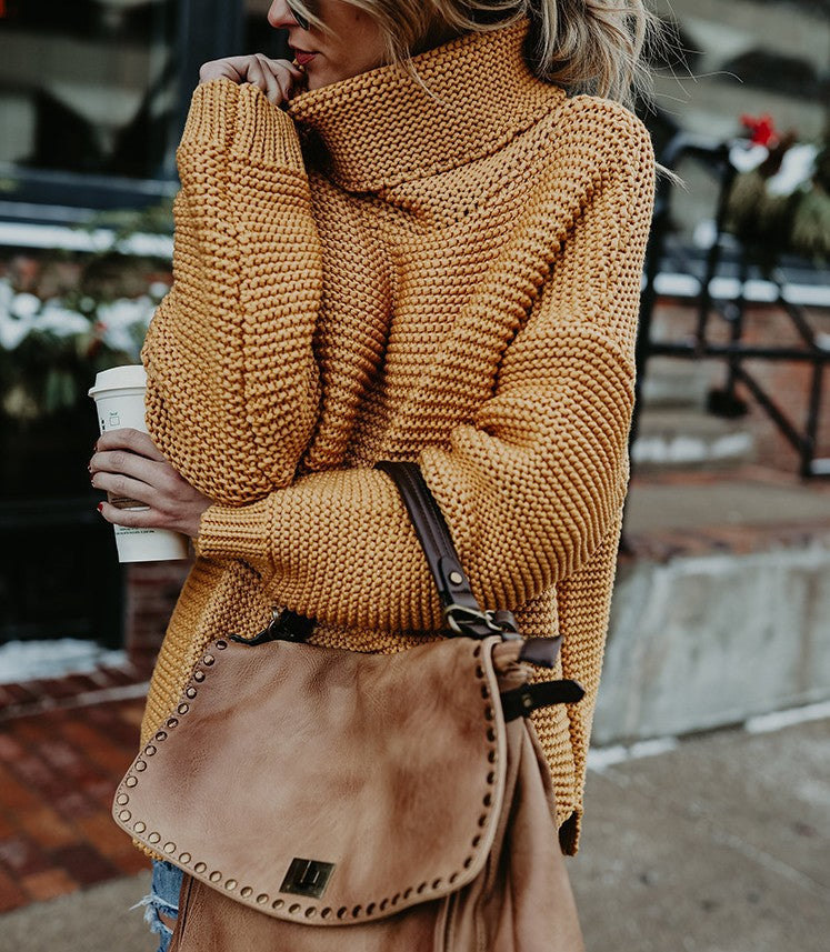 Thick line turtleneck sweater