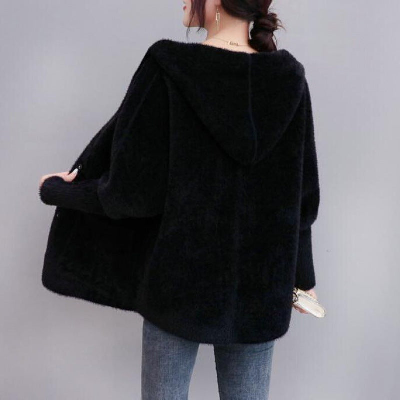 Thickened Double-Sided Velvet Knitted Cardigan - Loose All-Matching Style