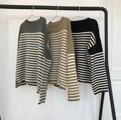 Soft Waxy Striped Sweater for Women