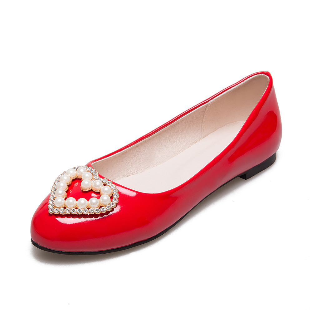 New Women's Round Toe Rhinestone Flat Shoes