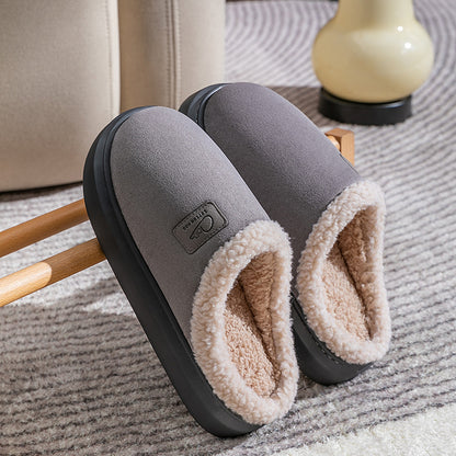 Velvet Thermal Non-Slip Lambswool Cotton Slippers - Cozy Indoor Footwear