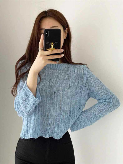 Women's Ice Silk Cut-out Knitted Loose Sweater