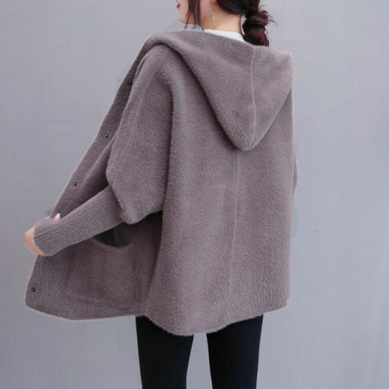 Thickened Double-Sided Velvet Knitted Cardigan - Loose All-Matching Style