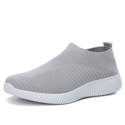 Stretch Mesh Breathable Flats Shoes Soft Sole Fly Knit Slip On Shoes