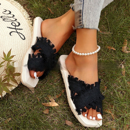 Comfortable EVA Beach Flat Sandals with Tassels