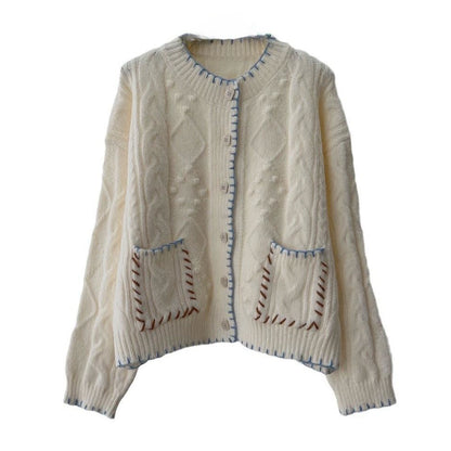 Women's Knitted Cardigan with Machine Embroidery Design