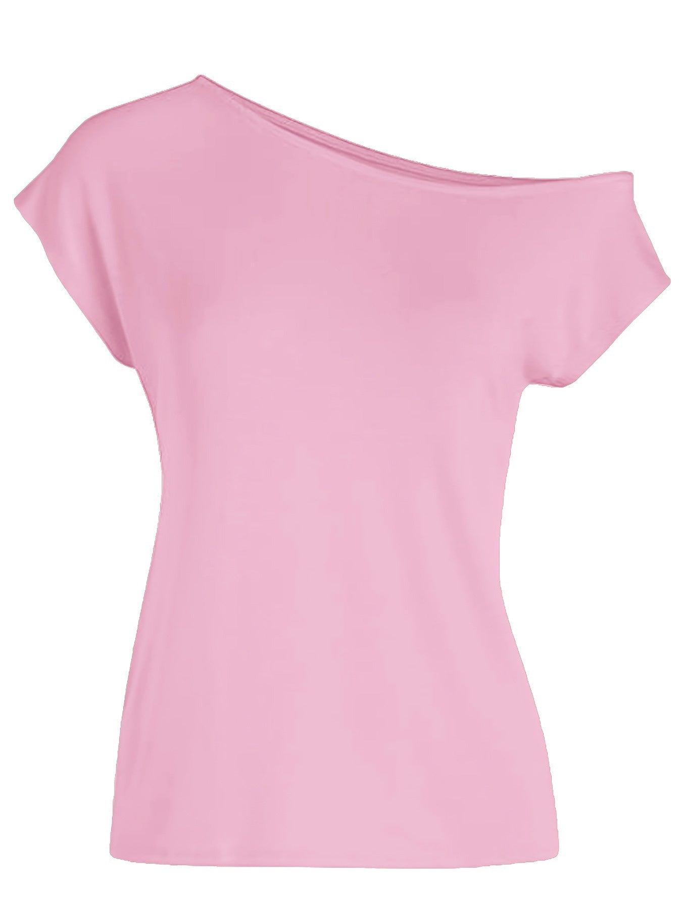 Women's One-Shoulder Cold-Shoulder T-shirt - Irregular Short Sleeves