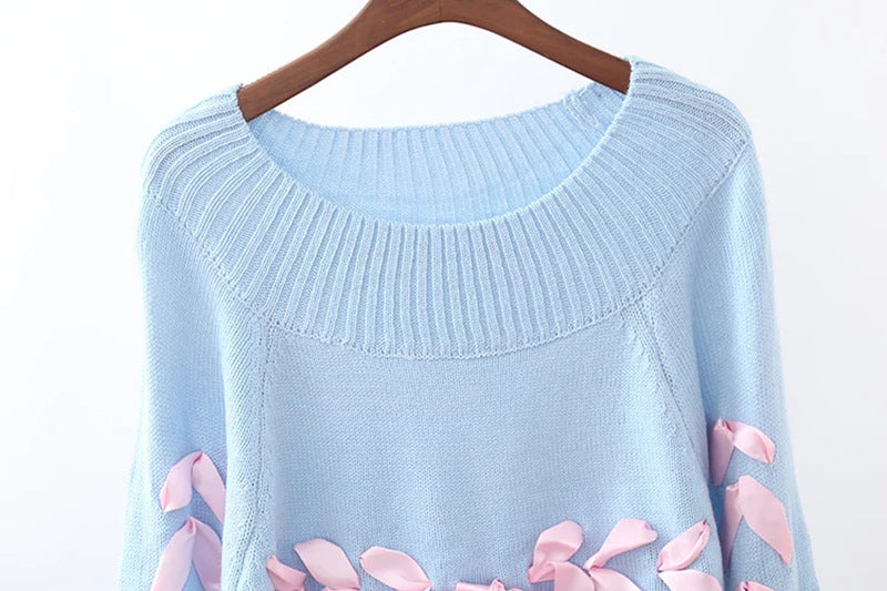 Knitted Small Bow Tie Pullover Sweater