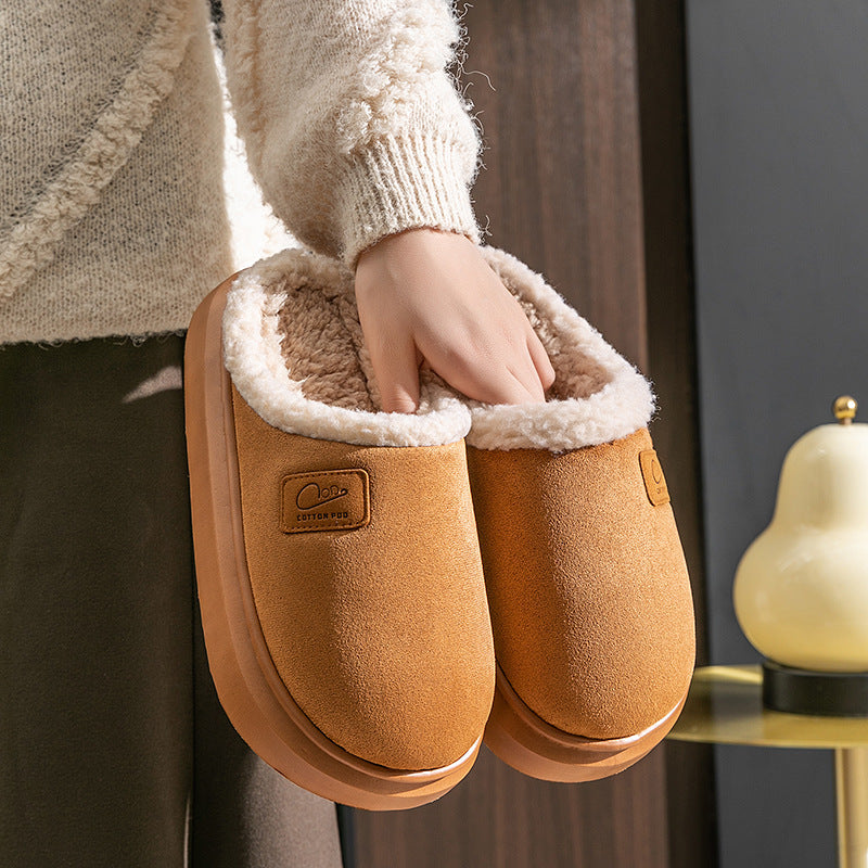 Velvet Thermal Non-Slip Lambswool Cotton Slippers - Cozy Indoor Footwear