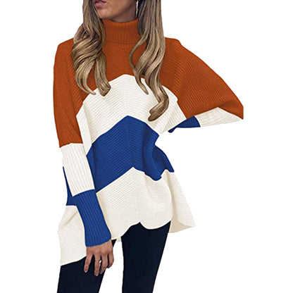 Versatile Loose Pullover Sweater with Bat Sleeves - Mid-Length