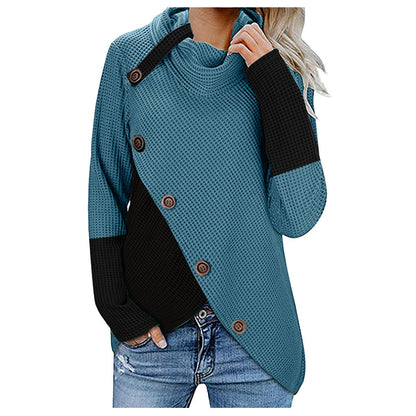 5 Button High Neck Explosive Long-Sleeved Sweater