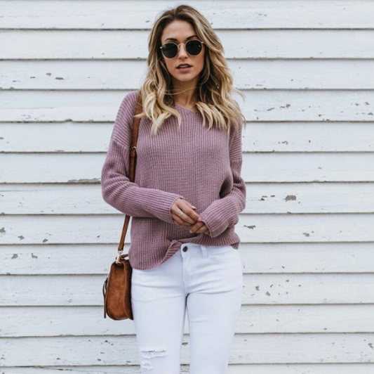 Timeless Elegance: Classic Plain Knit Sweater