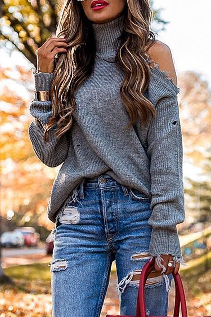 Turtleneck oblique sweater