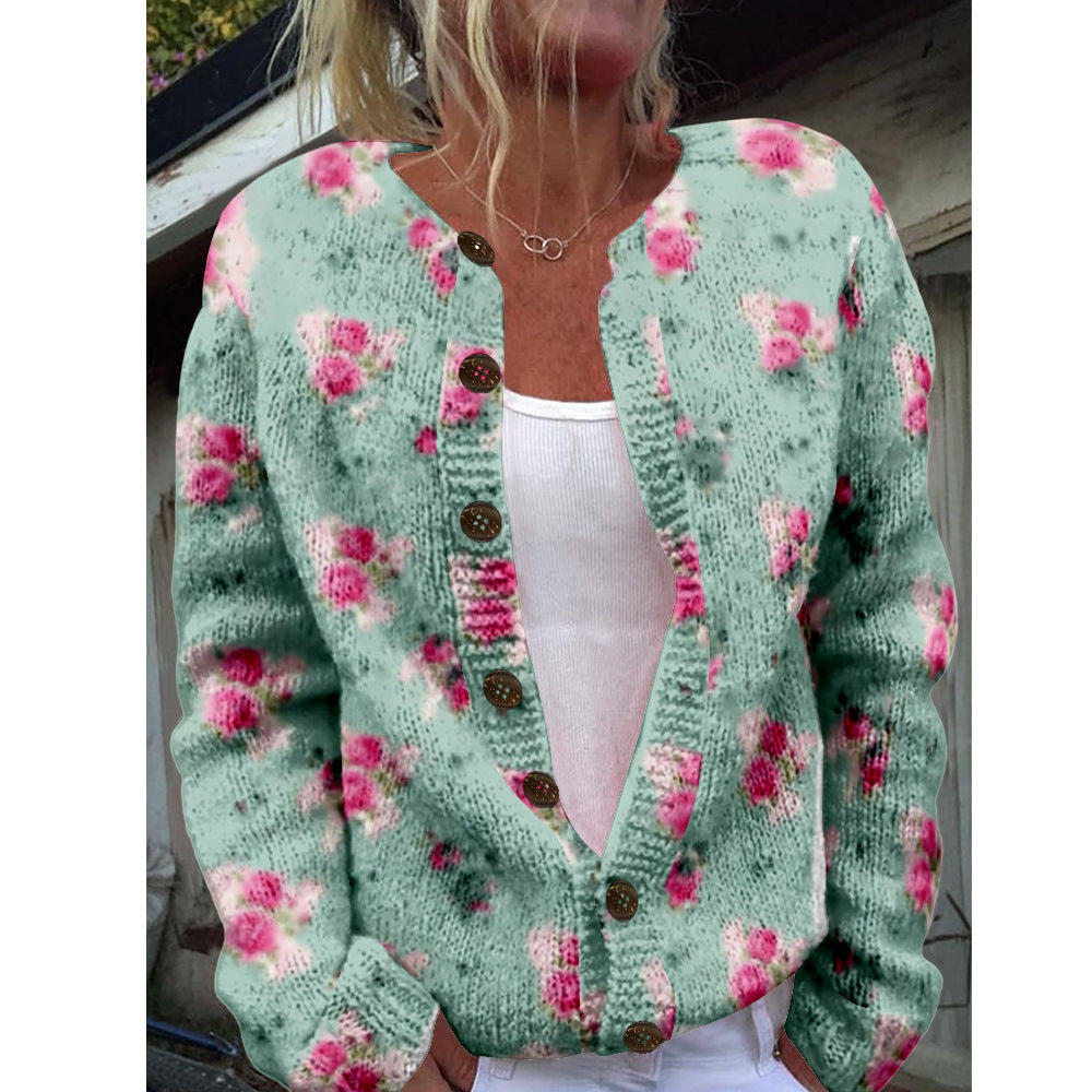 Women's Floral Cardigan with Animal-Inspired Elements