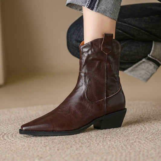 Autumn and Winter Thick High Heel Pointed Sheepskin Fashion Women's Boots