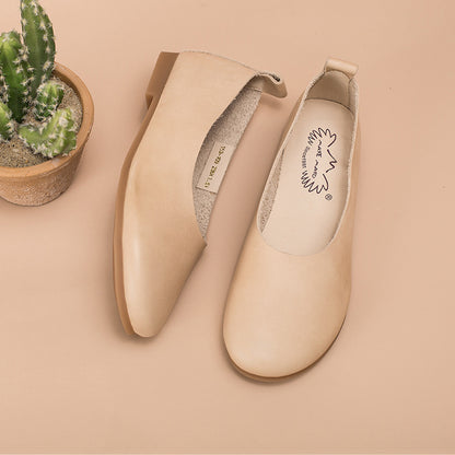 Women's Slip-On Flat Shoes in Solid Cowhide