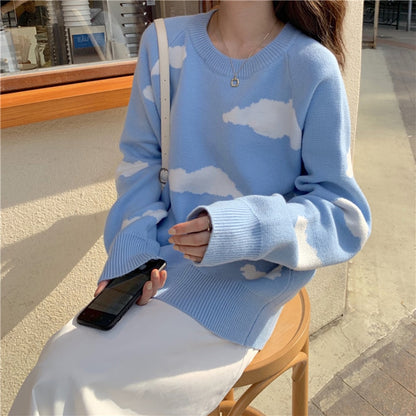 Cute cloud print sweater