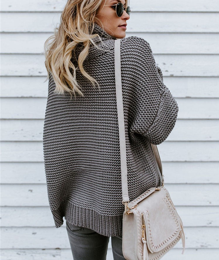 Thick line turtleneck sweater