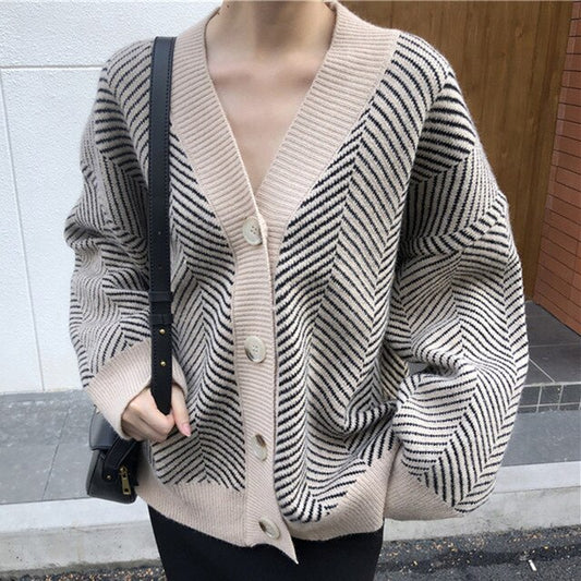 Striped cardigan sweater