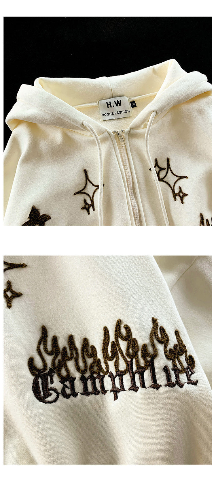 American Vintage Cross Embroidered Cardigan Hoodie