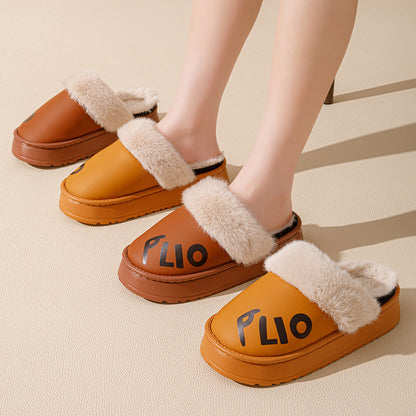 Women's Non-Slip Plush Cotton Slippers with Warm, Slugged Bottom for Home