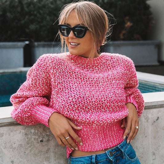 Stylish Round Neck Sweater with Long Sleeves