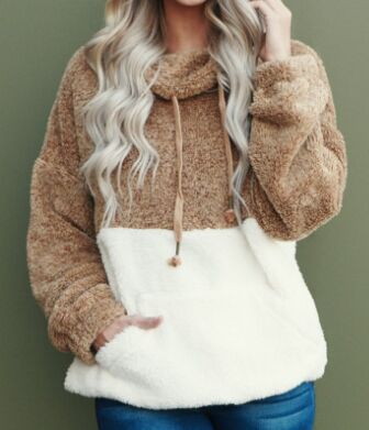 Pile collar plush sweater