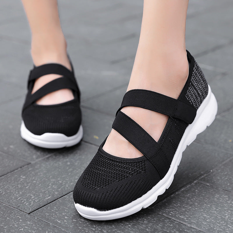 Women's Breathable Fly-Woven Mesh Flat Shoes with Soft Non-Slip Sole