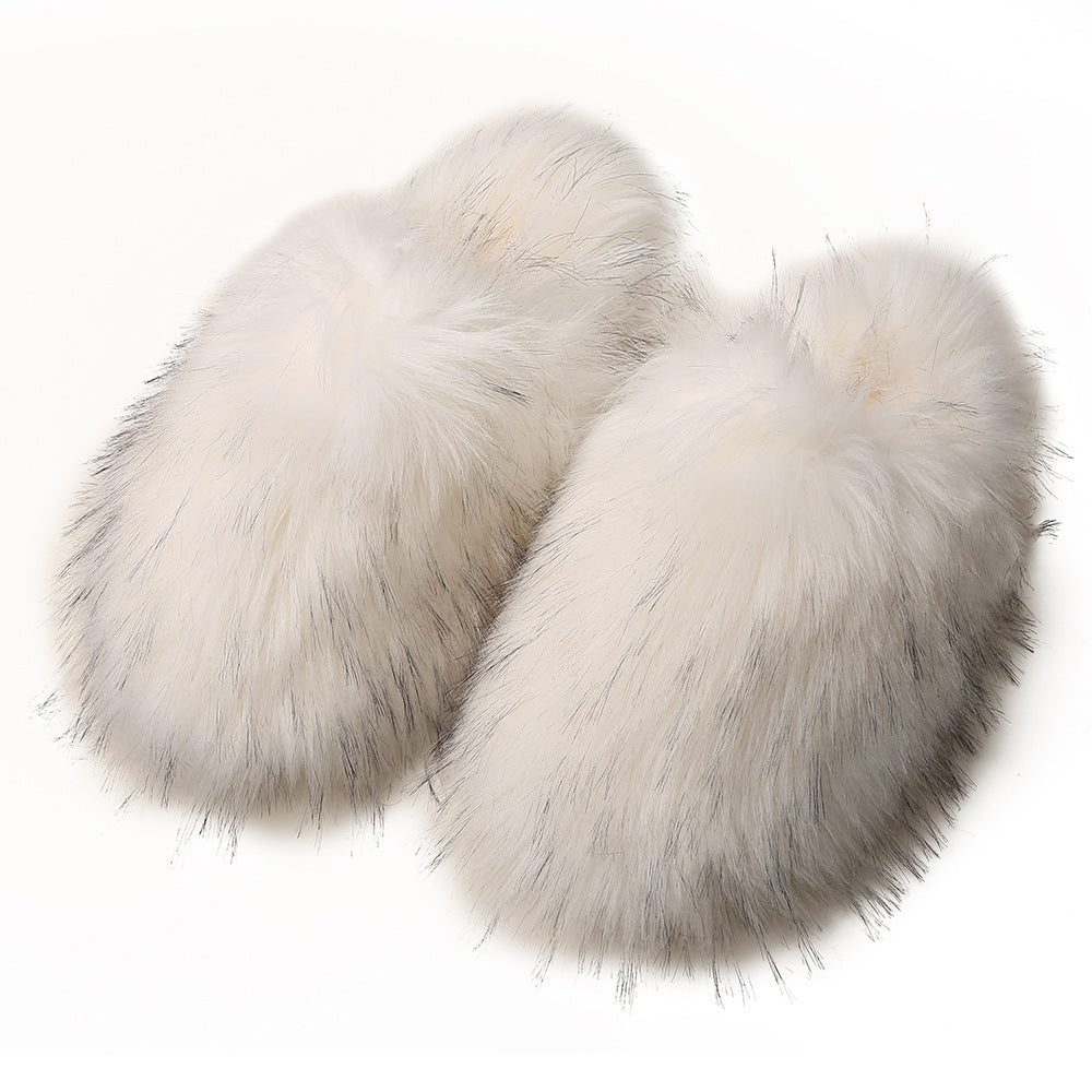 Women's Fluffy Slippers – Autumn and Winter Home Fleece-Lined Warm Artificial Fur