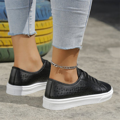 Hollow-Out Flat Shoes with Straps