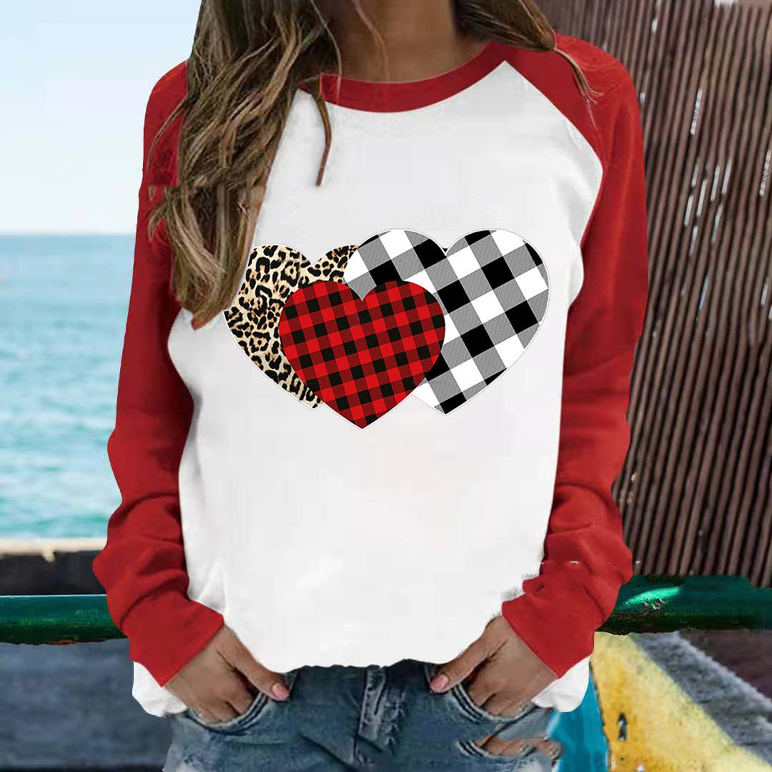 Plus Size Women's Color Matching Printing Love T-shirt