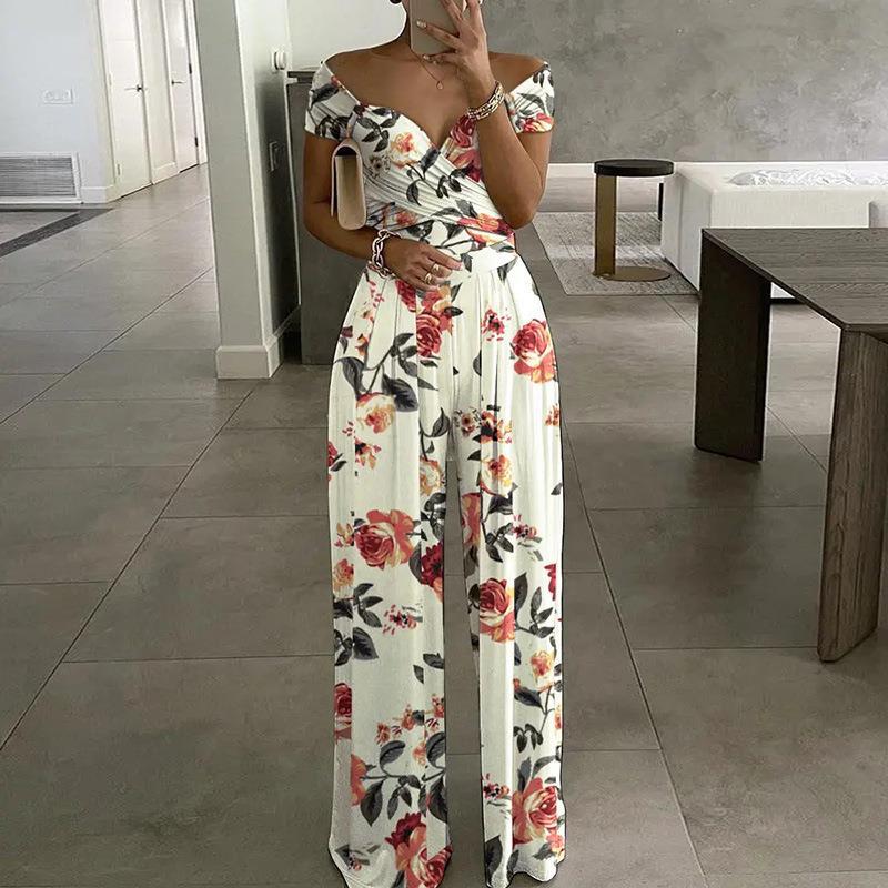 Women's Fashion One-shoulder Print Temperament Jumpsuit