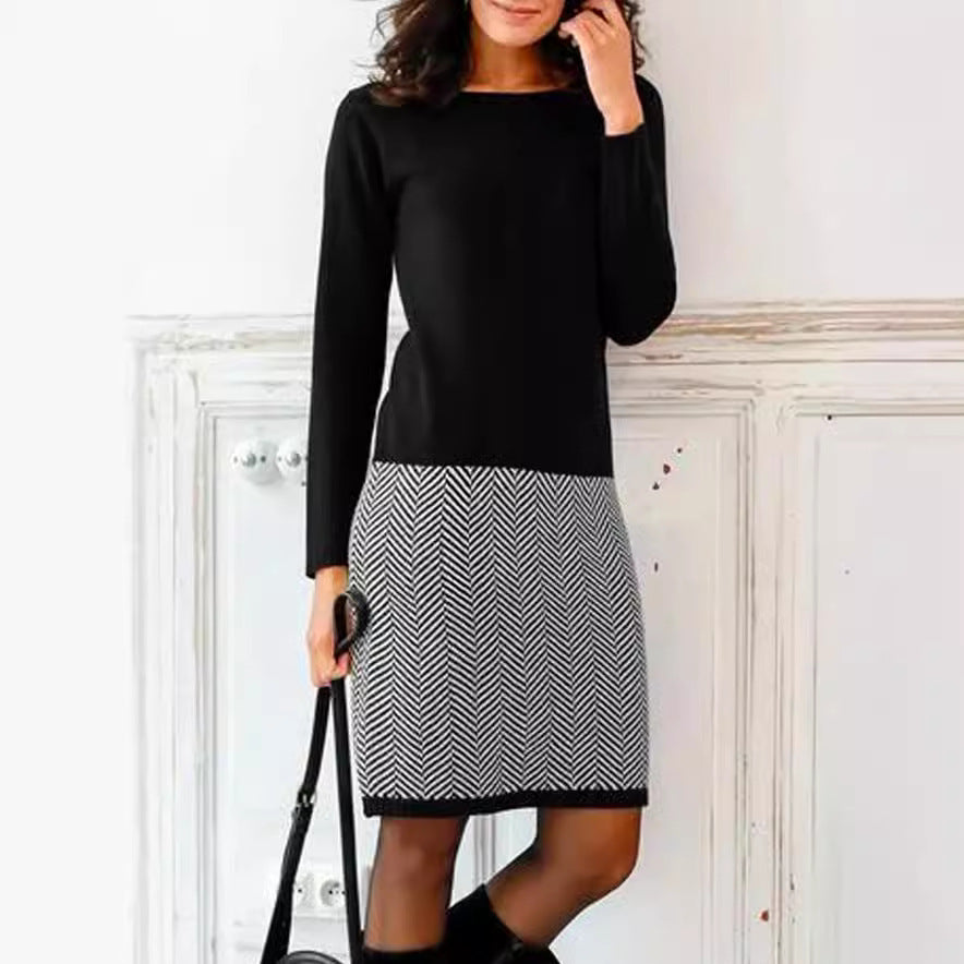 Women's Houndstooth Slim Fit Dress - Fashionable Design