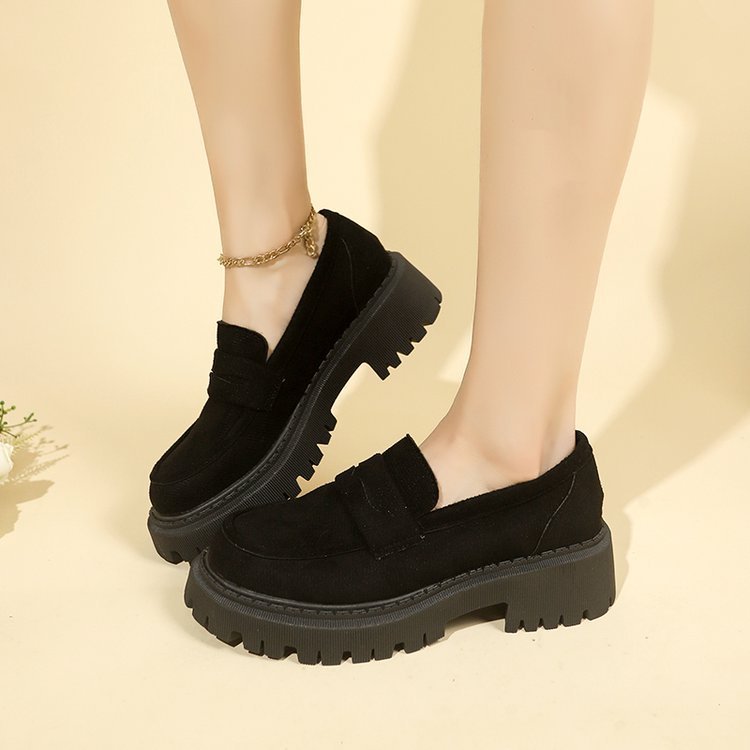 British Style Slip-On Leather Shoes for Women - Retro Platform Casual All-Matching Footwear