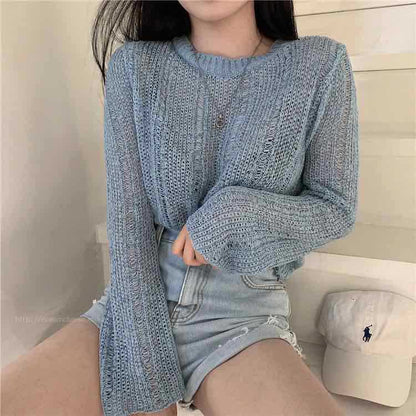 Women's Ice Silk Cut-out Knitted Loose Sweater